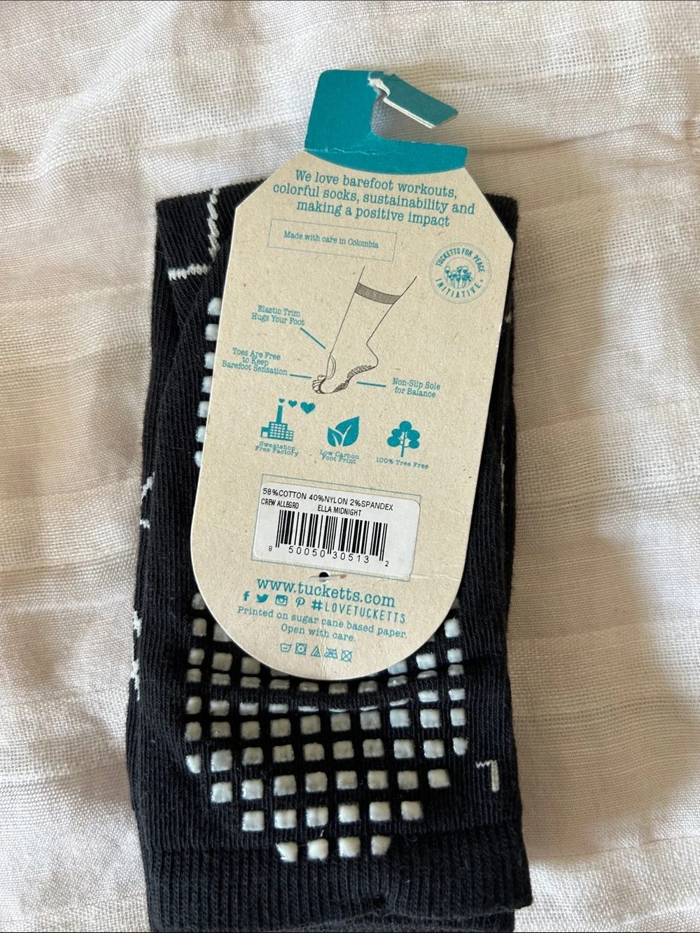 NWT Tucketts Women's Black Open-Toe Grip Socks Yoga Barre Pilates S/M
